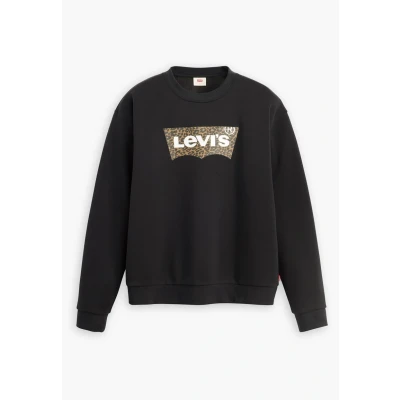 Image of Levi&#039;s Women&#039;s Everyday Crew Sweatshirt, Annessa Cheetah Bw Fill Caviar, L