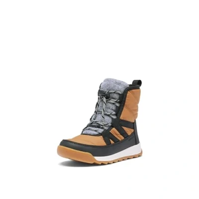 Image of Sorel Youth Whitney II PLUS LACE WP Unisex Laceup ankle boots for kids, Size: 2, Elk/black Textile/synthetics