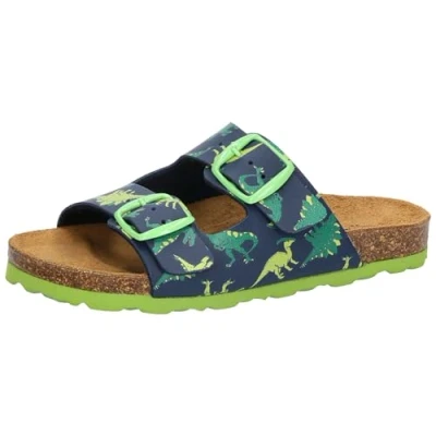 Image of LICO Bioline Universe DINO Unisex Mules for kids, Size: 2.5/3, Navy/green/blue High quality imitation leather