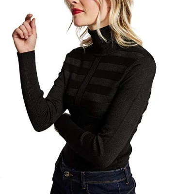 Image of Morgan Women&#039;s Pull Manche Longue Col Roulé Lurex Mentosa Sweater, Noir, L