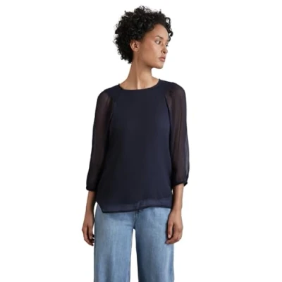 Image of Street One Women&#039;s Chiffon Blouse, Night sky blue, 12