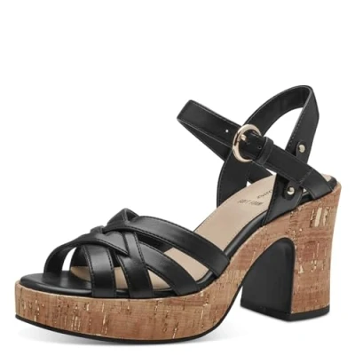 Image of s.Oliver Damen Sandalen mit Absatz Klobig Vegan, Schwarz (Black), 39