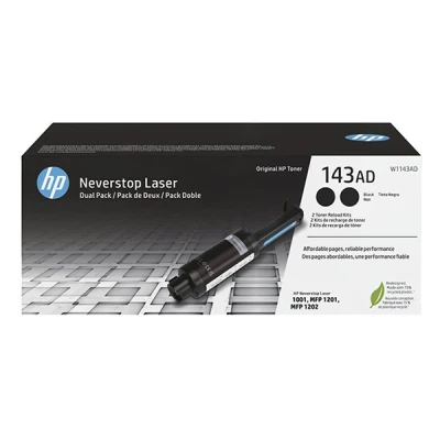 Image of HP W1143AD 143AD Dual Pack Original Neverstop Laser Toner Reload Kit, Black, Multipack
