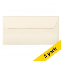 Image of Clairefontaine Ref 26445C Pollen Envelopes (Pack of 5) DL Sized, 120gsm Paper, Gummed Seal, Inkjet &amp; Laser Printer Compatible, Acid Free Cream