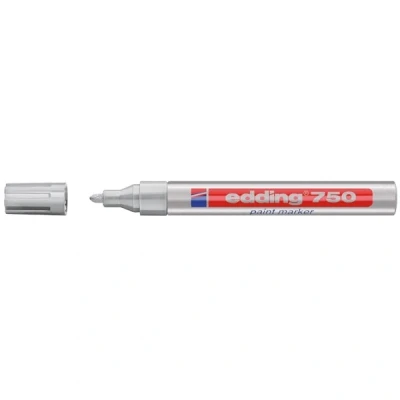 Image of edding 750 paint marker silver 10 pens round tip 2 4 mm for marking and labelling metal, glass, rocks or plastic heat resistant, permanent, smudge proof waterproof