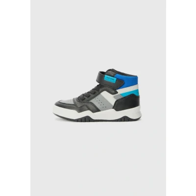 Image of Geox Perth BOY Hightop trainers for kids, Size: 6.5, Grey/black shoes