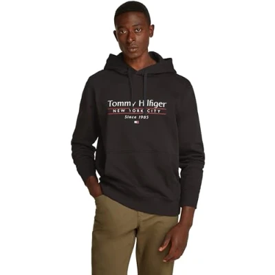 Image of Tommy Hilfiger Center Stack Hoody Sweatshirt, Men&#039;s, Size: 3XL, Black