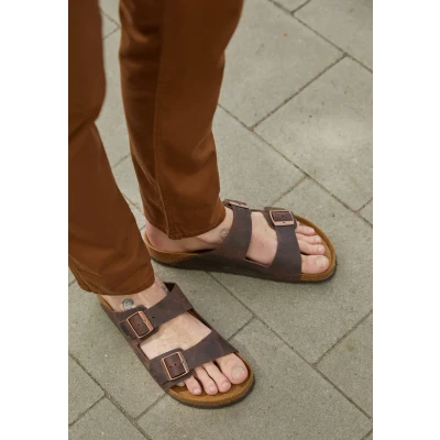 Image of Birkenstock Arizona Slippers, Size: 11.5, Brown Nubuck