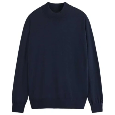 Image of Scotch &amp; Soda Men&#039;s Core Dropped Shoulder Mock Neck Pullover Sweater, Night, S