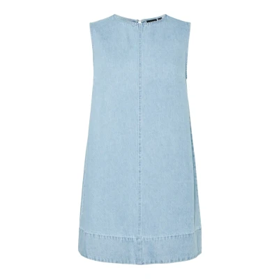 Image of Pieces Pcflora denim dress, Women&#039;s, Size: XS, Light blue