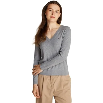 Image of Tommy Hilfiger Stitch Sweater Jumper Mid grey, Women&#039;s, Size: XS, grey