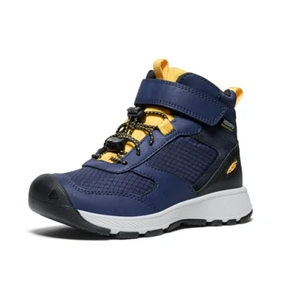 Image of Keen SKUA MID WP Unisex Hiking shoes for kids, Size: 12k, Blue Leather and textile