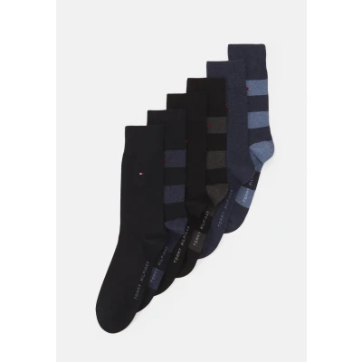 Image of Tommy Hilfiger Rugby SOCK 6PACK ECOM Socks, Men&#039;s, Size: 6 8, Blue black combo