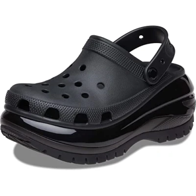 Image of Crocs Classic MEGA Crush Unisex Mules, Size: M4/W5, Black Synthetics