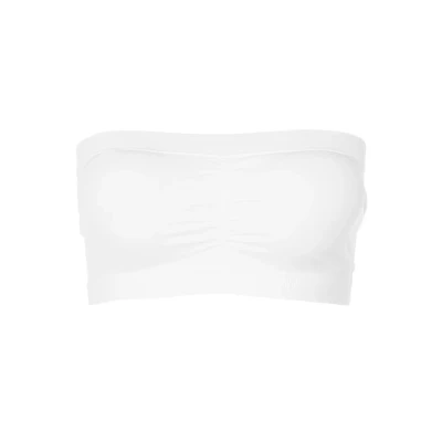 Image of MAGIC Bodyfashion Women&#039;s Bandeau Bra Strapless Wire Free Seamless, White, L, Soft Comfortable