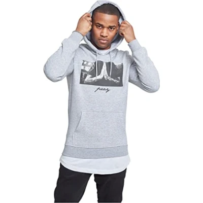 Image of Mister Tee PRAY Hoodie, Men&#039;s, Size: 5XL, Heather grey