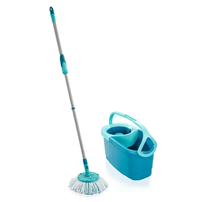Image of Leifheit Clean Twist Disc Mop Ergo and Bucket, Floor with Moisture Controlled Spin Mop, Easy Steer 360 Joint Microfibre Head, 33cm Wide,