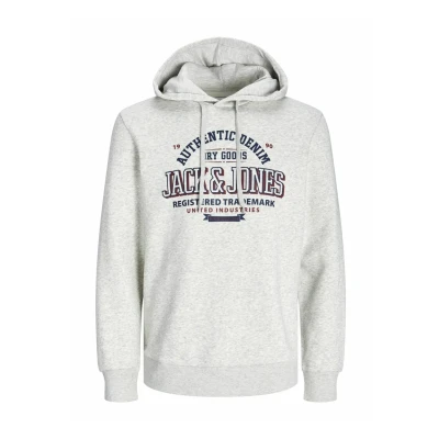 Image of Jack &amp; Jones PLUS SIZE LOGO Hoodie, Men&#039;s, Size: 3XL, White melange