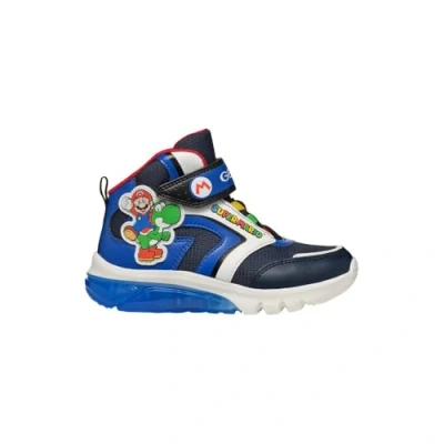 Image of Geox Super Mario Ciberdron BOY Light UP Classic ankle boots for kids, Size: 4, Navy/royal Imitation leather/ textile