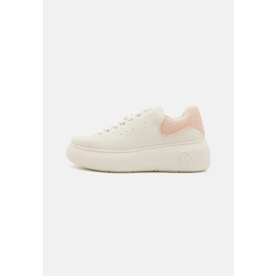 Image of Armani Exchange LACE UP Trainers, Women&#039;s, Size: 8, Off white/light rose Polyester