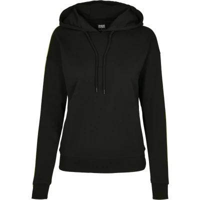 Image of Urban Classics Women&#039;s Kapuzenpullover Ladies Neon Shoulder Stripe Hoody Hooded Sweatshirt, Fire Red, XS