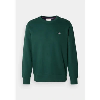 Image of GANT Mens Shield Crew Neck Sweater, Tartan Green, L