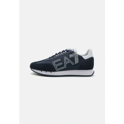 Image of EA7 Emporio Armani Vintage Unisex Trainers, Size: 3.5, Navy/white/navy eagle Leather and textile