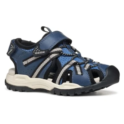 Image of Geox Borealis Walking sandals for kids, Size: 11.5K, Denim/grey Leather and textile