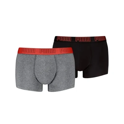 Image of Puma MEN Everyday Trunks 2 PACK Pants, Men&#039;s, Size: XL, Mid grey melange/black