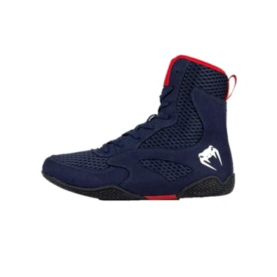 Image of Venum Contender Boxing Shoes Unisex Training shoe, Size: 6, Navy blue/red Imitation leather/ textile