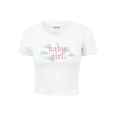 Image of Mister Tee BABY GIRL Print Tshirt, Women&#039;s, Size: Medium, White