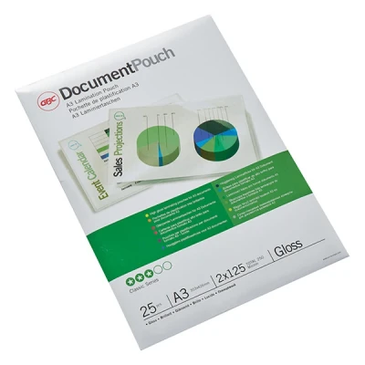 Image of GBC A3 2x125 Micron Gloss Laminating Pouches, Pack of 25, 3747237