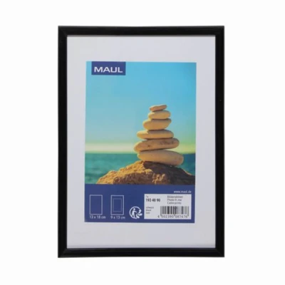 Image of Maul Plastic Picture Frame, 13 x 18 cm, for Hanging + Standing in Landscape and Portrait Format, Elegant, Slim Removable Frame with Mount Insert, Ideal Photos, Collage Pictures, Black