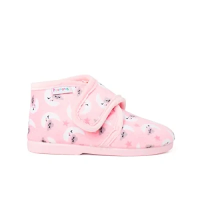 Image of Pisamonas Slippers for kids, Size: 9.5K, Rosa lunas Textile