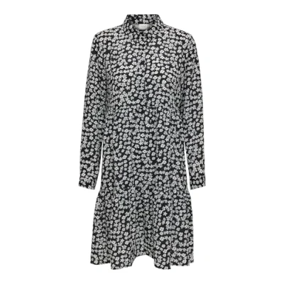 Image of JDY Women&#039;s Jdypiper L/S AOP Shirt Dress WVN Noos, Black/Aop: White Flower, 8