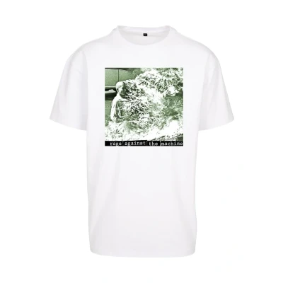 Image of Upscale by Mister Tee RAGE Against THE Machine Oversize Print Tshirt, Men&#039;s, Size: Medium, White