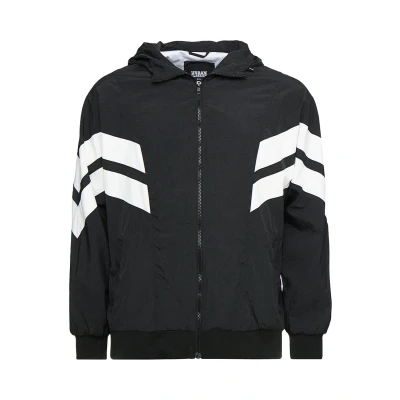 Image of Urban Classics Crinkle Panel Track Jacket Summer jacket, Men&#039;s, Size: 4XL, Black/white