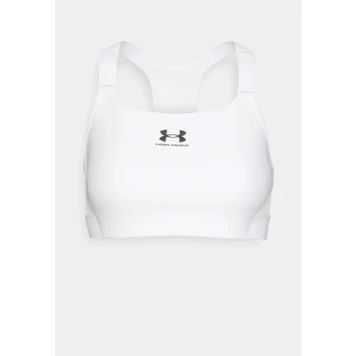 Image of Under Armour Heatgear High support sports bra, Women&#039;s, Size: XS, White/jet gray