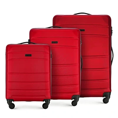 Image of WITTCHEN Travel Suitcase Trolley, Red, Set of 3 suitcases, suitcases