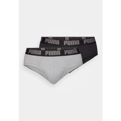 Image of Puma MEN Everyday Brief 2 PACK Briefs, Men&#039;s, Size: Small, Grey melange/black
