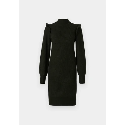 Image of Object Women&#039;s Objmalena L/S Ruffle Knit Dress Noos, Duffel Bag/Detail: Melange, S