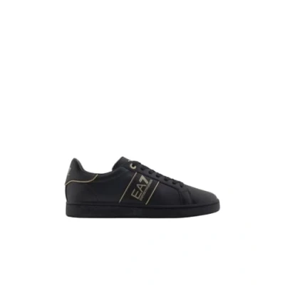 Image of EA7 Emporio Armani Classic Unisex Trainers, Size: 12.5, Triple black/gold Leather