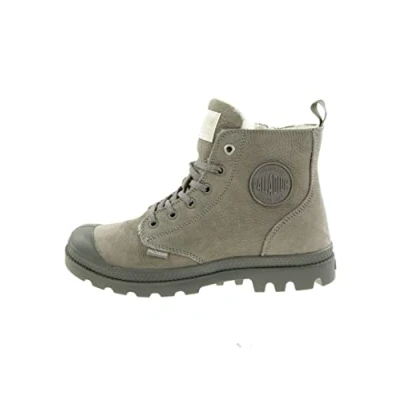 Image of Palladium Pampa HI ZIP Laceup ankle boots, Women&#039;s, Size: 3.5, Cloudburst/charcoal grey Nubuck