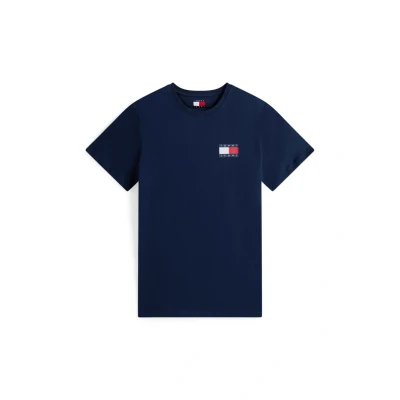 Image of Tommy Jeans SLIM Essential FLAG TEE Basic Tshirt, Men&#039;s, Size: 34, Dark night navy