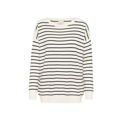 Image of Kaffe MALA LONG Sleeve Jumper Chalk black stripe, Women&#039;s, Size: Large, stripe