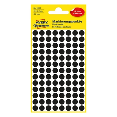 Image of Avery Packets of labels Diameter 8mm Black Ref 32 275 1 Pack 520