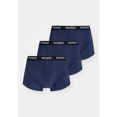 Image of HUGO Mens Trunk Triplet Pack Three of Stretch Cotton Trunks with Logo waistbands, New Navy410, M