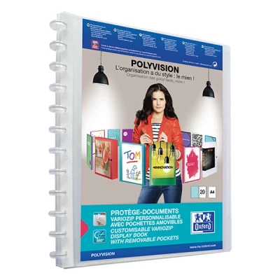Image of Elba 100205600 Polyvision Variozip Customizable Removable Pouch 40 Views (20 pockets) Translucent Polypropylene A4 Clear