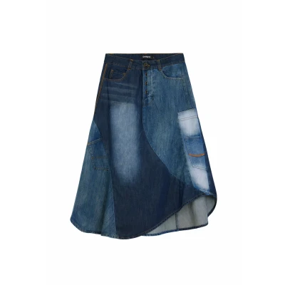 Image of Desigual Women&#039;s FAL_Patch Cl Skirt, Blue, XS