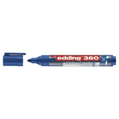 Image of edding 360 whiteboard marker blue 1 pen round tip 1.5 3 mm dry wipe for whiteboards, flipcharts, pinboards, magnetic and memo boards sketchnotes refillable